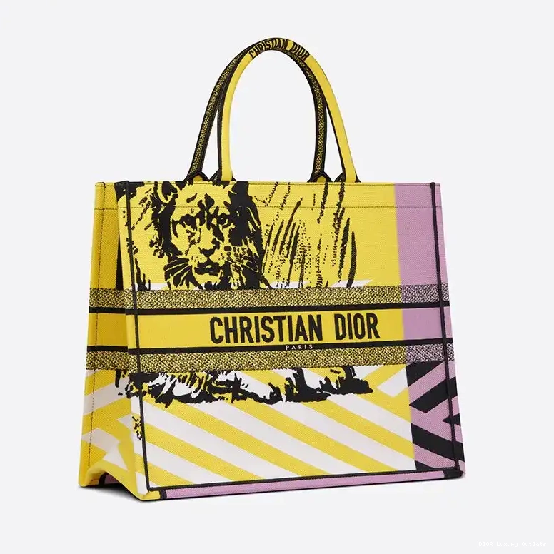 Cheap Pop Motif Pink Tote D-Jungle Yellow Canvas Book Dior 0427 Luxury
